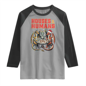 Funny Rpg Christmas Game Raglan Shirt Houses And Humans Tabletop Game Xmas Dragon TS11 Sport Gray Black Print Your Wear