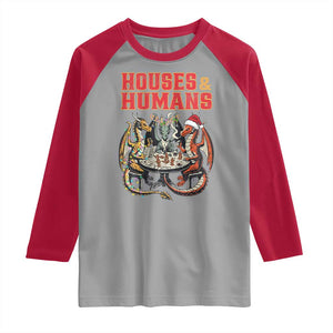 Funny Rpg Christmas Game Raglan Shirt Houses And Humans Tabletop Game Xmas Dragon TS11 Sport Gray Red Print Your Wear