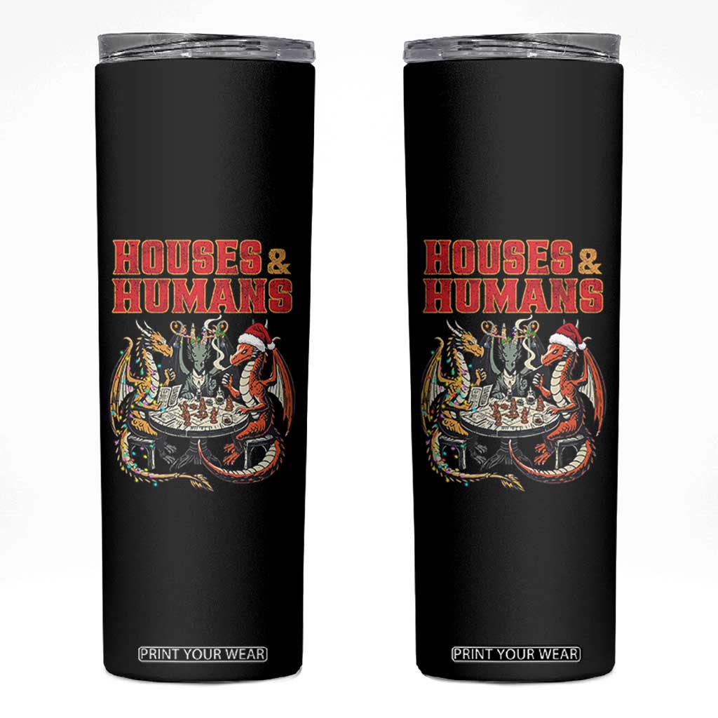 Funny Rpg Christmas Game Skinny Tumbler Houses And Humans Tabletop Game Xmas Dragon TS11 Black Print Your Wear