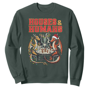Funny Rpg Christmas Game Sweatshirt Houses And Humans Tabletop Game Xmas Dragon TS11 Dark Forest Green Print Your Wear