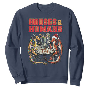 Funny Rpg Christmas Game Sweatshirt Houses And Humans Tabletop Game Xmas Dragon TS11 Navy Print Your Wear