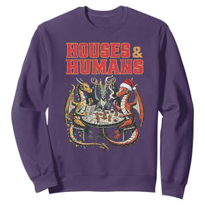 Funny Rpg Christmas Game Sweatshirt Houses And Humans Tabletop Game Xmas Dragon TS11 Purple Print Your Wear
