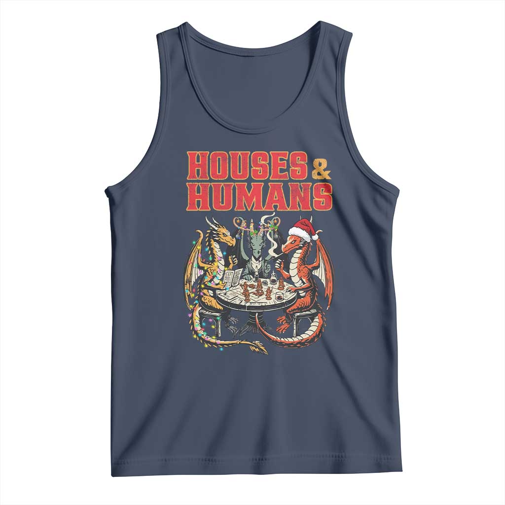 Funny Rpg Christmas Game Tank Top Houses And Humans Tabletop Game Xmas Dragon TS11 Navy Print Your Wear