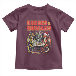 Funny Rpg Christmas Game Toddler T Shirt Houses And Humans Tabletop Game Xmas Dragon TS11 Maroon Print Your Wear