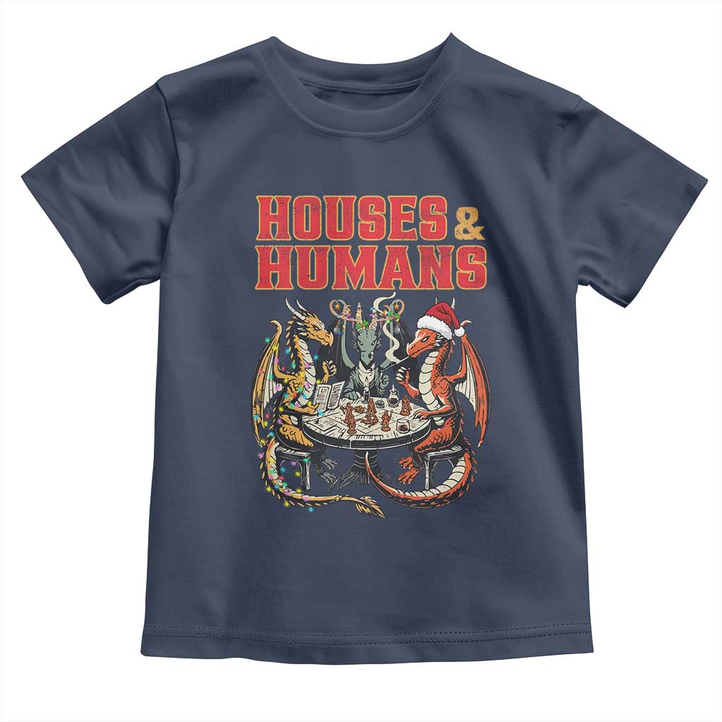 Funny Rpg Christmas Game Toddler T Shirt Houses And Humans Tabletop Game Xmas Dragon TS11 Navy Print Your Wear