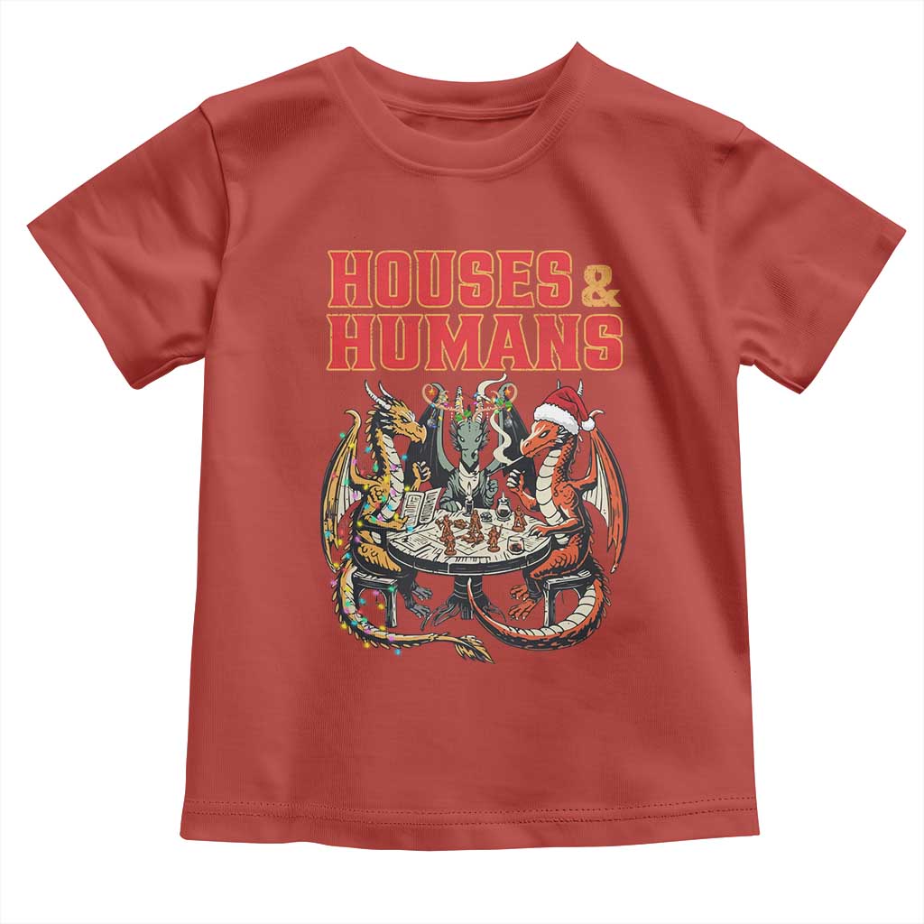 Funny Rpg Christmas Game Toddler T Shirt Houses And Humans Tabletop Game Xmas Dragon TS11 Red Print Your Wear
