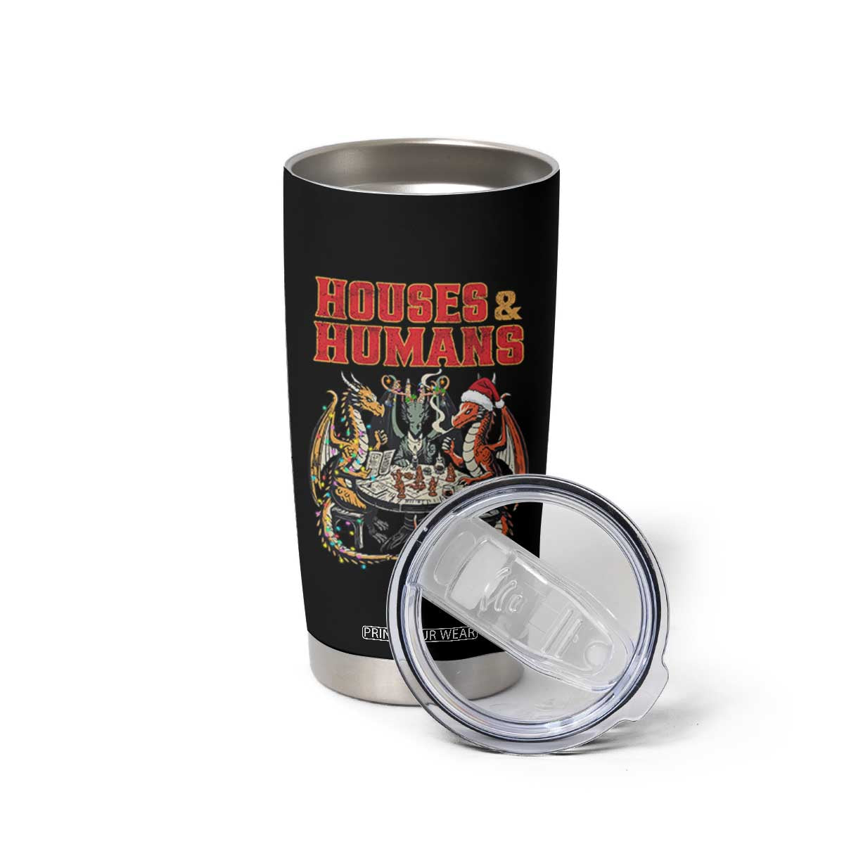 Funny Rpg Christmas Game Tumbler Cup Houses And Humans Tabletop Game Xmas Dragon TS11 Print Your Wear