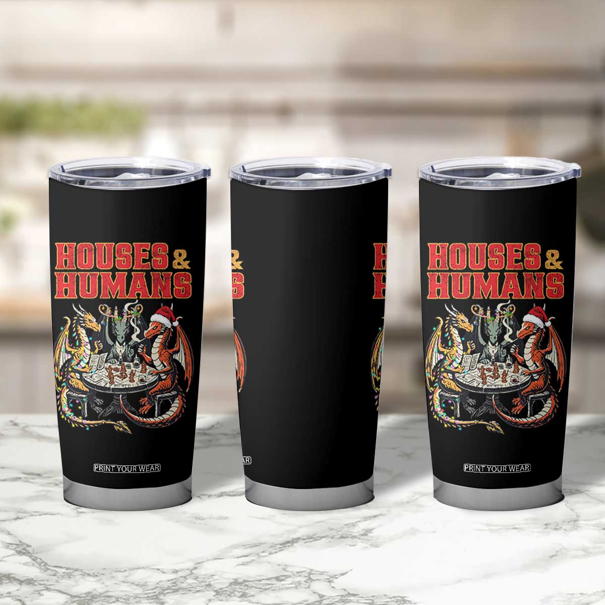 Funny Rpg Christmas Game Tumbler Cup Houses And Humans Tabletop Game Xmas Dragon TS11 Print Your Wear