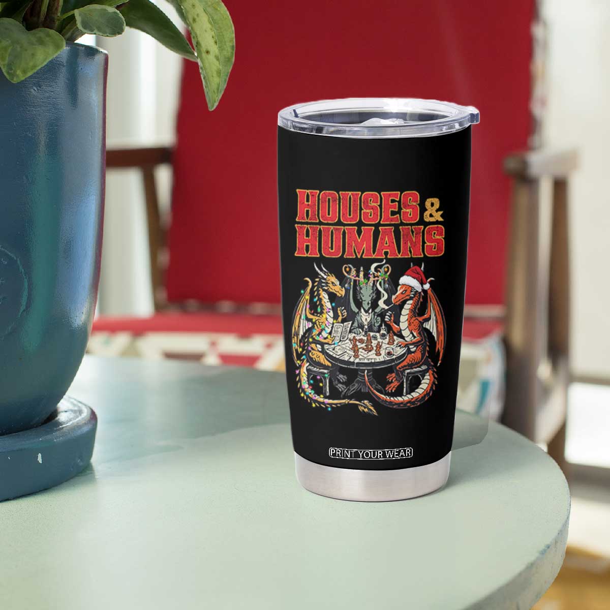 Funny Rpg Christmas Game Tumbler Cup Houses And Humans Tabletop Game Xmas Dragon TS11 Print Your Wear