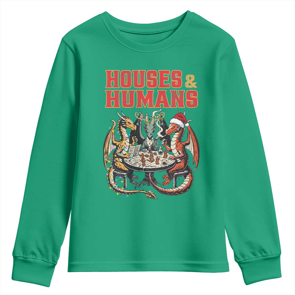 Funny Rpg Christmas Game Youth Sweatshirt Houses And Humans Tabletop Game Xmas Dragon TS11 Irish Green Print Your Wear