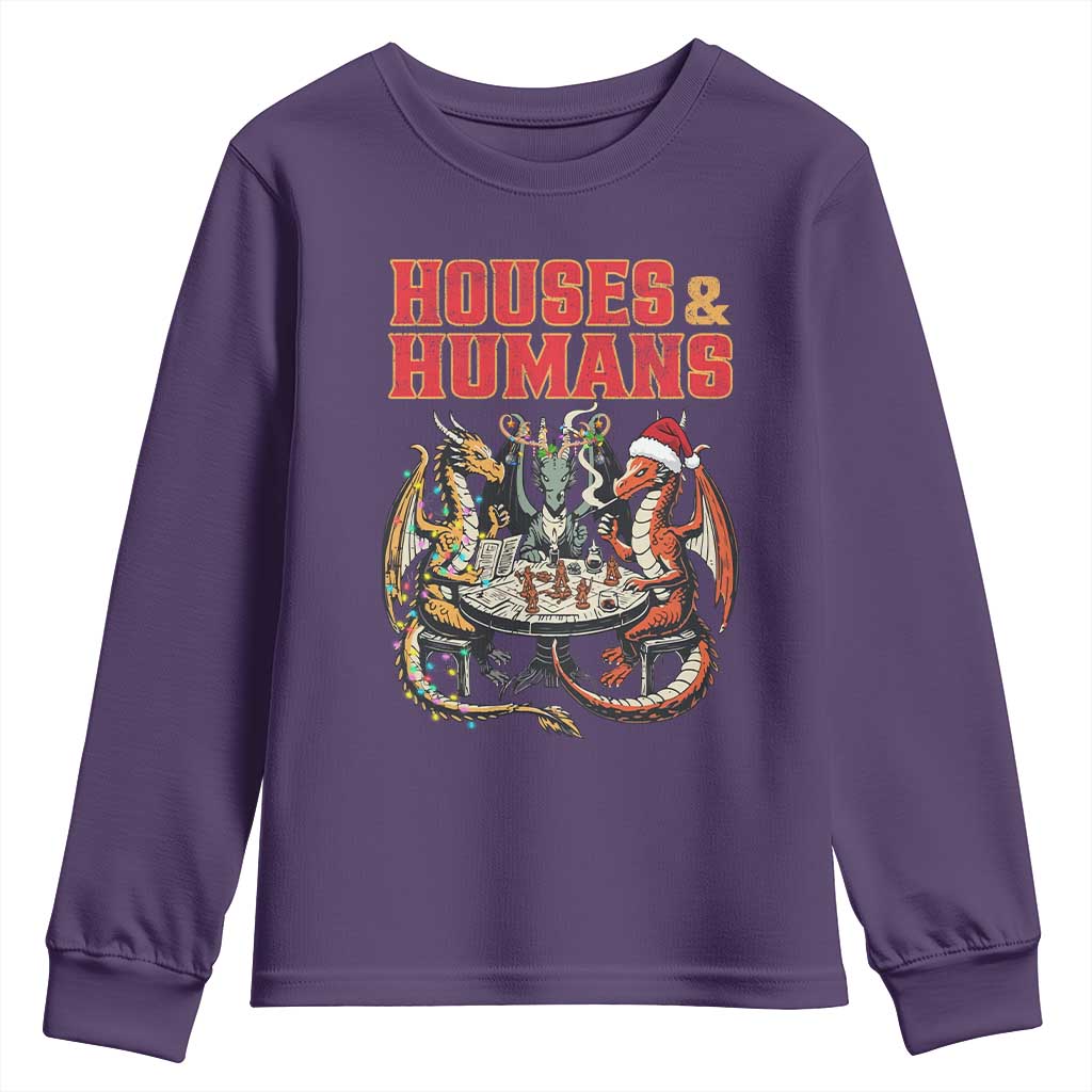 Funny Rpg Christmas Game Youth Sweatshirt Houses And Humans Tabletop Game Xmas Dragon TS11 Purple Print Your Wear