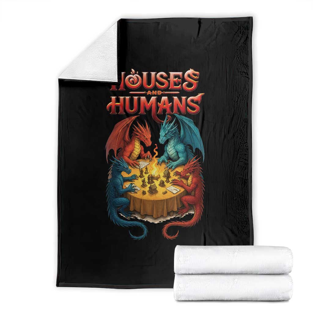 Gaming Houses and Humans Throw Blanket Funny Rpg Parody Gamer TS11 Black Print Your Wear