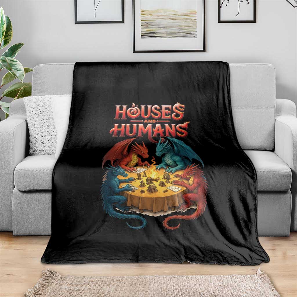 Gaming Houses and Humans Throw Blanket Funny Rpg Parody Gamer TS11 Print Your Wear