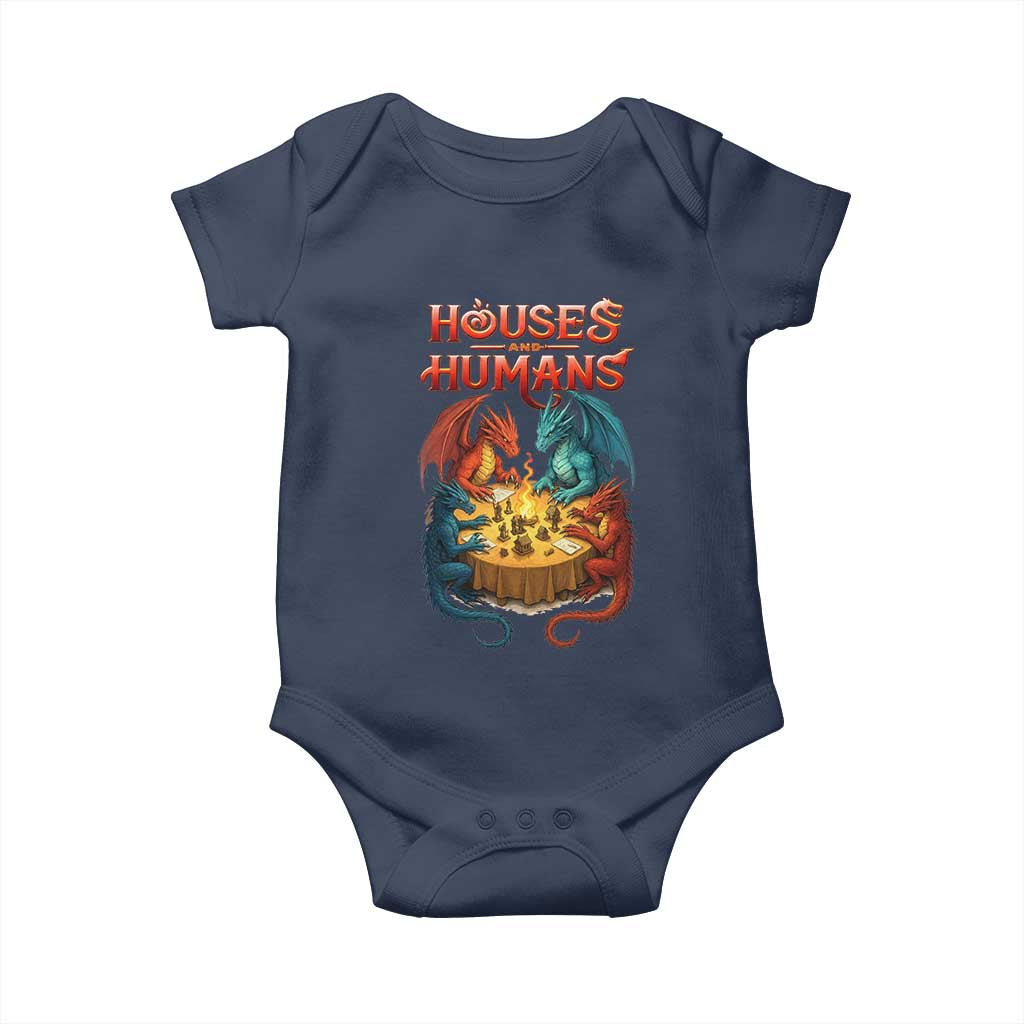 Gaming Houses and Humans Baby Onesie Funny Rpg Parody Gamer TS11 Navy Print Your Wear