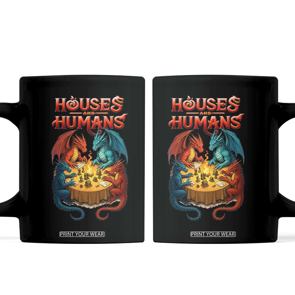 Gaming Houses and Humans Coffee Mug Funny Rpg Parody Gamer TS11 Black Print Your Wear