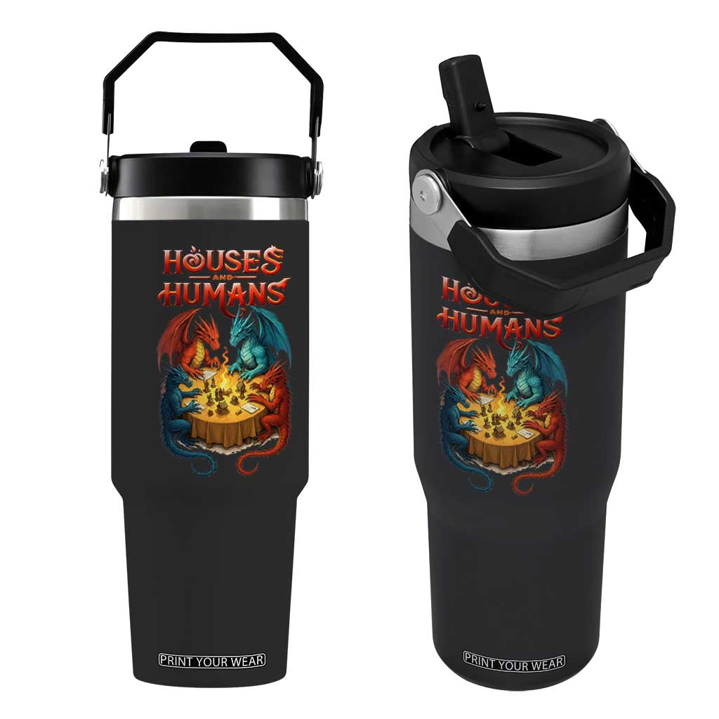 Gaming Houses and Humans Flip Straw Tumbler Funny Rpg Parody Gamer TS11 One Size: 30 oz Black Print Your Wear