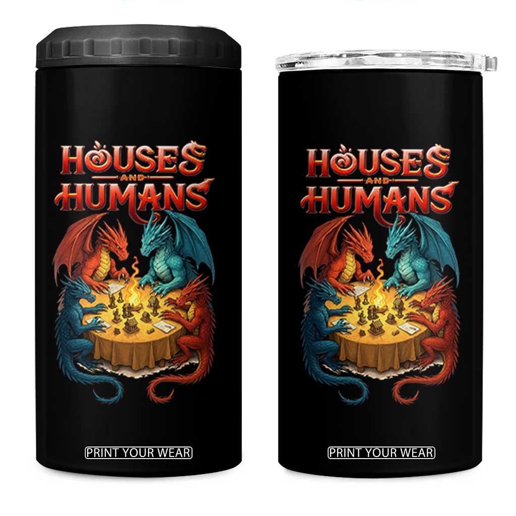 Gaming Houses and Humans 4 in 1 Can Cooler Tumbler Funny Rpg Parody Gamer TS11 One Size: 16 oz Black Print Your Wear