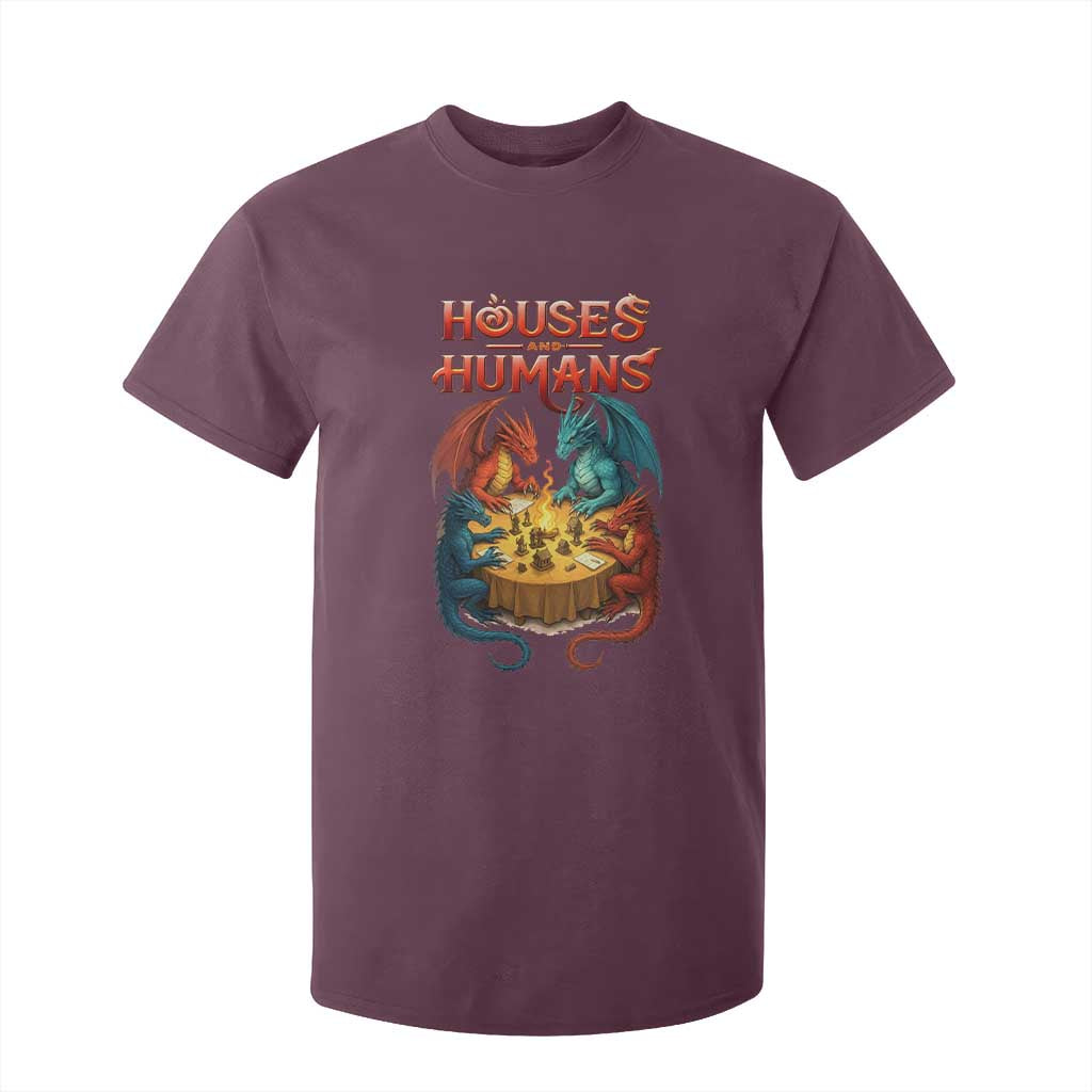 Gaming Houses and Humans T Shirt For Kid Funny Rpg Parody Gamer TS11 Maroon Print Your Wear