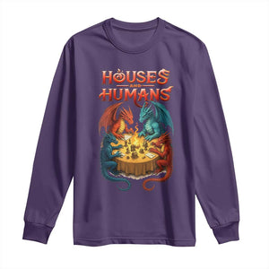 Gaming Houses and Humans Long Sleeve Shirt Funny Rpg Parody Gamer TS11 Purple Print Your Wear