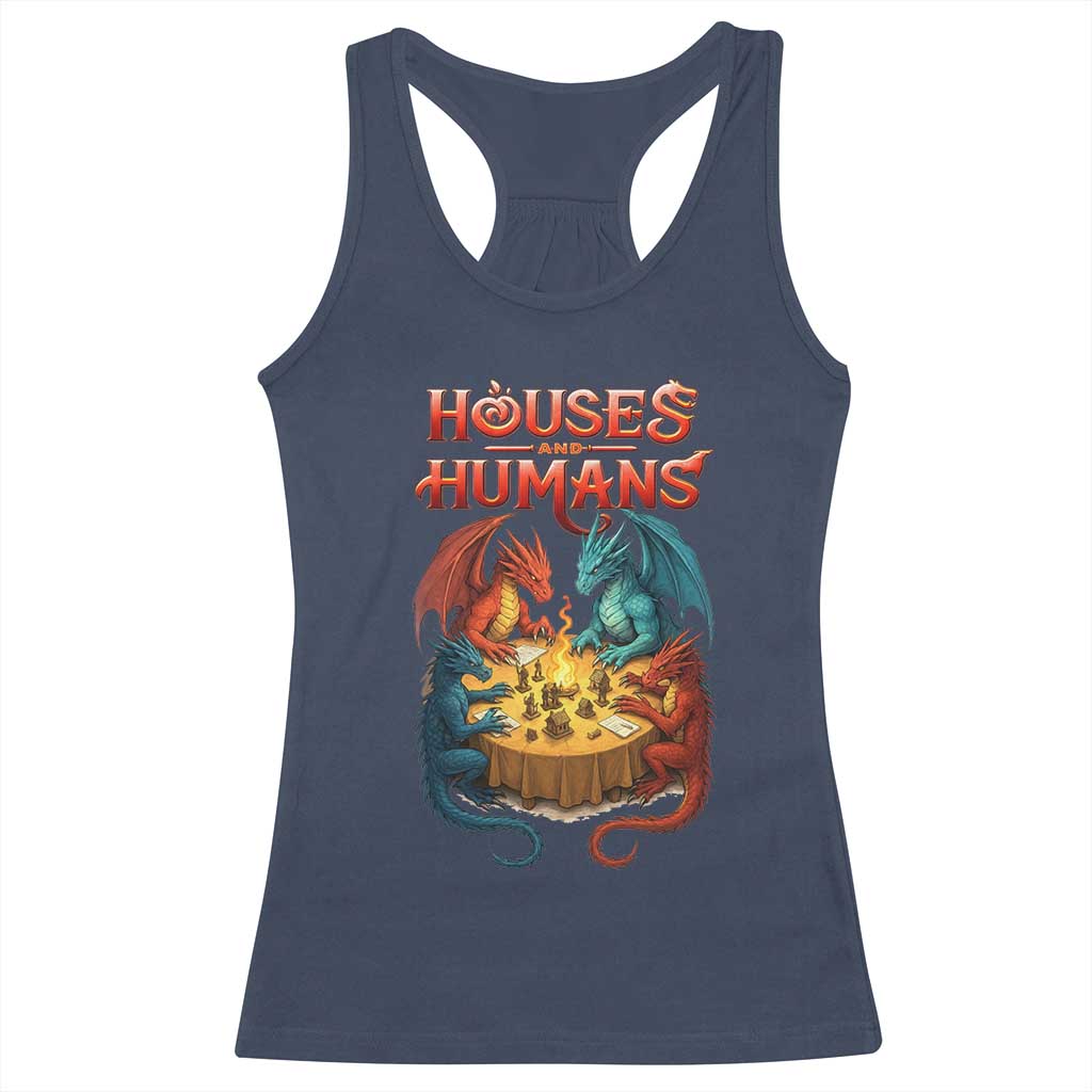 Gaming Houses and Humans Racerback Tank Top Funny Rpg Parody Gamer TS11 Navy Print Your Wear