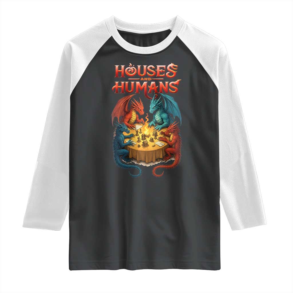 Gaming Houses and Humans Raglan Shirt Funny Rpg Parody Gamer TS11 Black White Print Your Wear