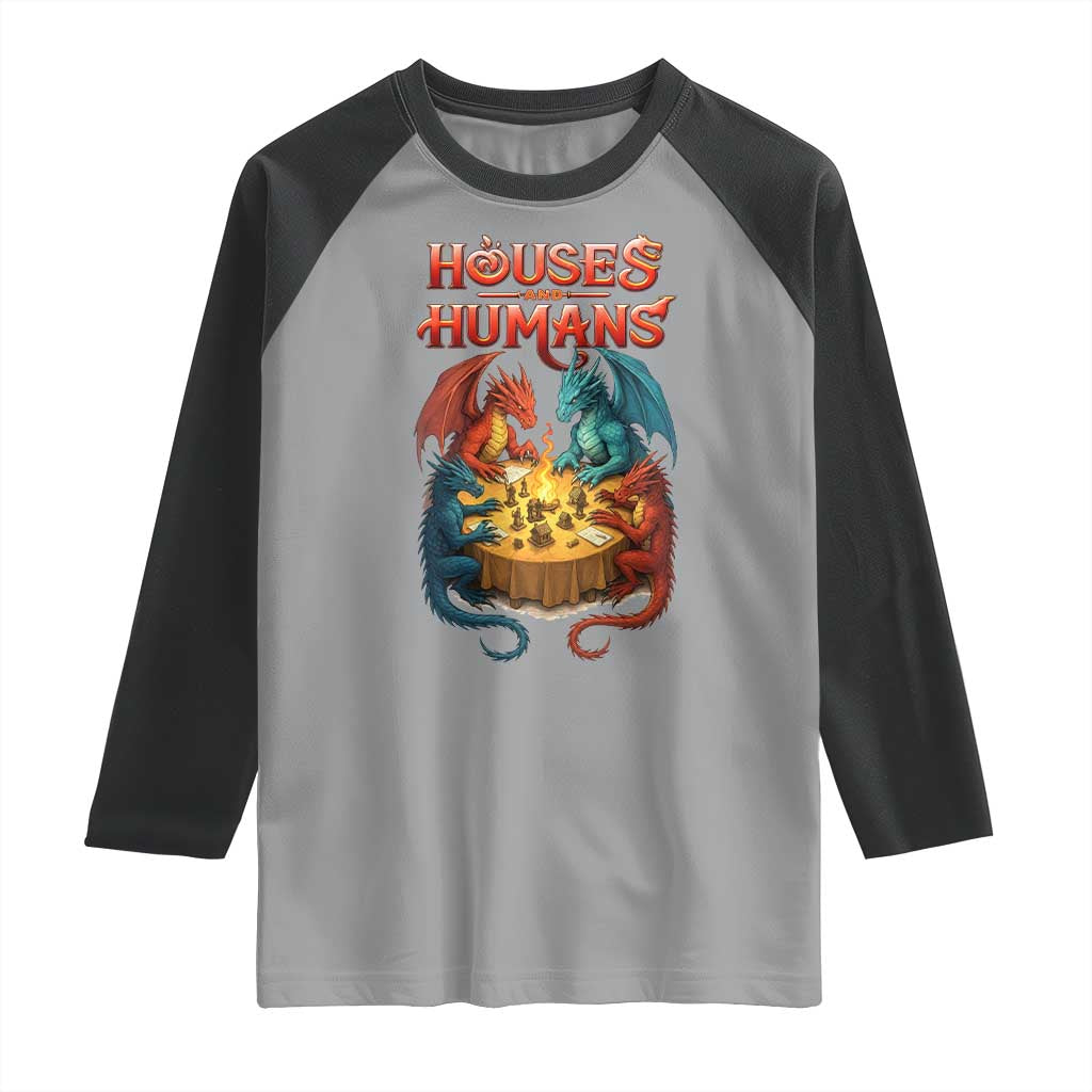 Gaming Houses and Humans Raglan Shirt Funny Rpg Parody Gamer TS11 Sport Gray Black Print Your Wear