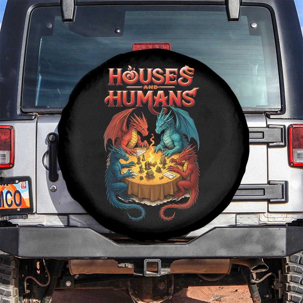 Gaming Houses and Humans Spare Tire Cover Funny Rpg Parody Gamer TS11 No hole Black Print Your Wear