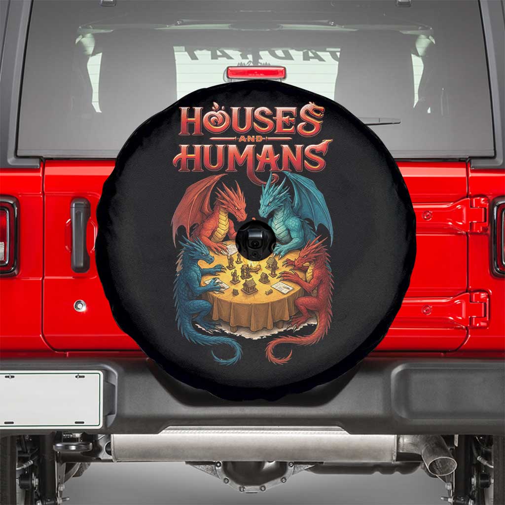 Gaming Houses and Humans Spare Tire Cover Funny Rpg Parody Gamer TS11 Black Print Your Wear