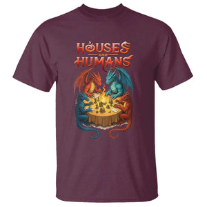 Gaming Houses and Humans T Shirt Funny Rpg Parody Gamer TS11 Maroon Print Your Wear