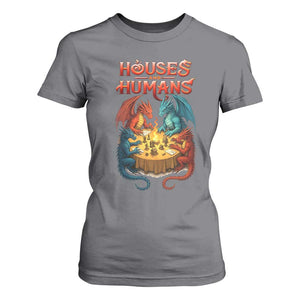 Gaming Houses and Humans T Shirt For Women Funny Rpg Parody Gamer TS11 Charcoal Print Your Wear