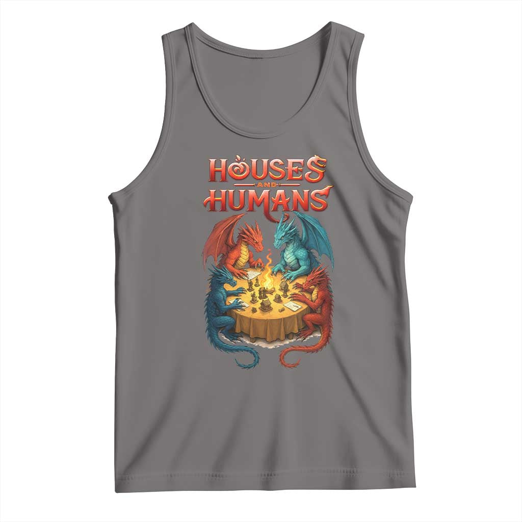 Gaming Houses and Humans Tank Top Funny Rpg Parody Gamer TS11 Deep Heather Print Your Wear