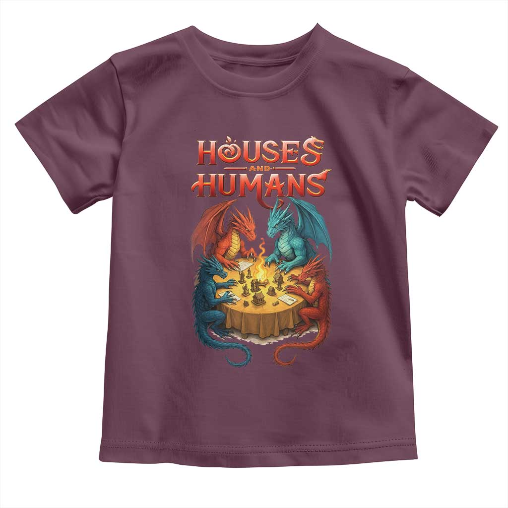 Gaming Houses and Humans Toddler T Shirt Funny Rpg Parody Gamer TS11 Maroon Print Your Wear