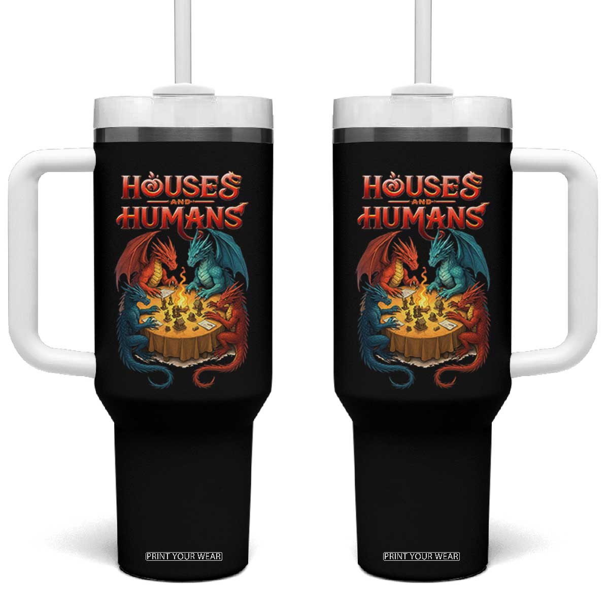 Gaming Houses and Humans Tumbler With Handle Funny Rpg Parody Gamer TS11 One Size: 40 oz Black Print Your Wear