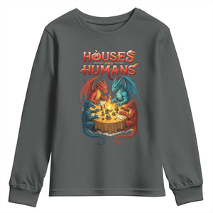Gaming Houses and Humans Youth Sweatshirt Funny Rpg Parody Gamer TS11 Dark Heather Print Your Wear