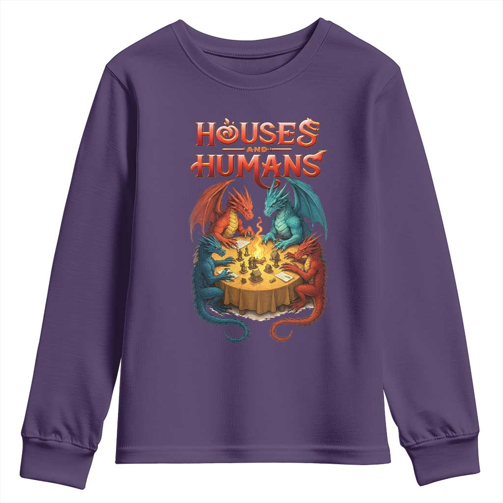 Gaming Houses and Humans Youth Sweatshirt Funny Rpg Parody Gamer TS11 Purple Print Your Wear