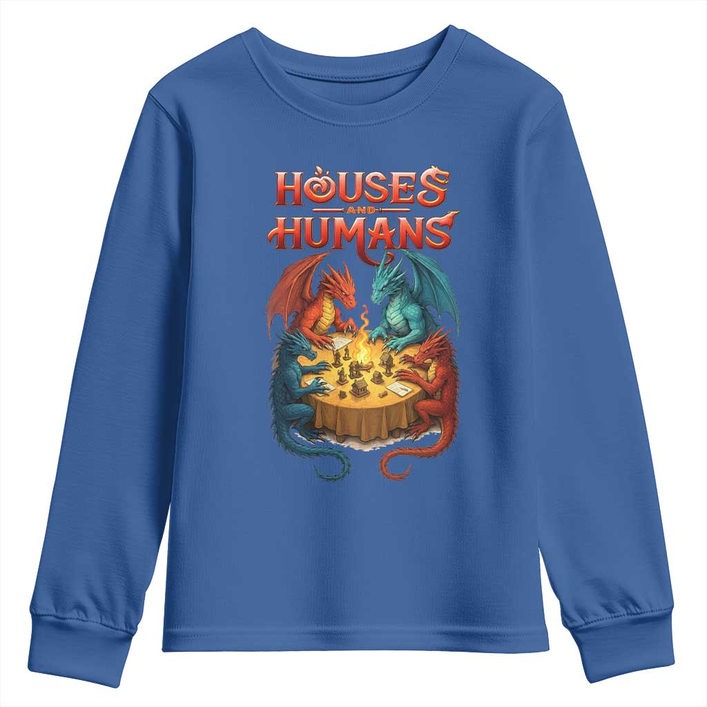 Gaming Houses and Humans Youth Sweatshirt Funny Rpg Parody Gamer TS11 Royal Blue Print Your Wear