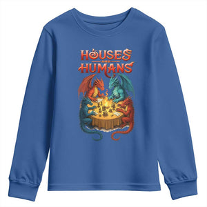 Gaming Houses and Humans Youth Sweatshirt Funny Rpg Parody Gamer TS11 Royal Blue Print Your Wear