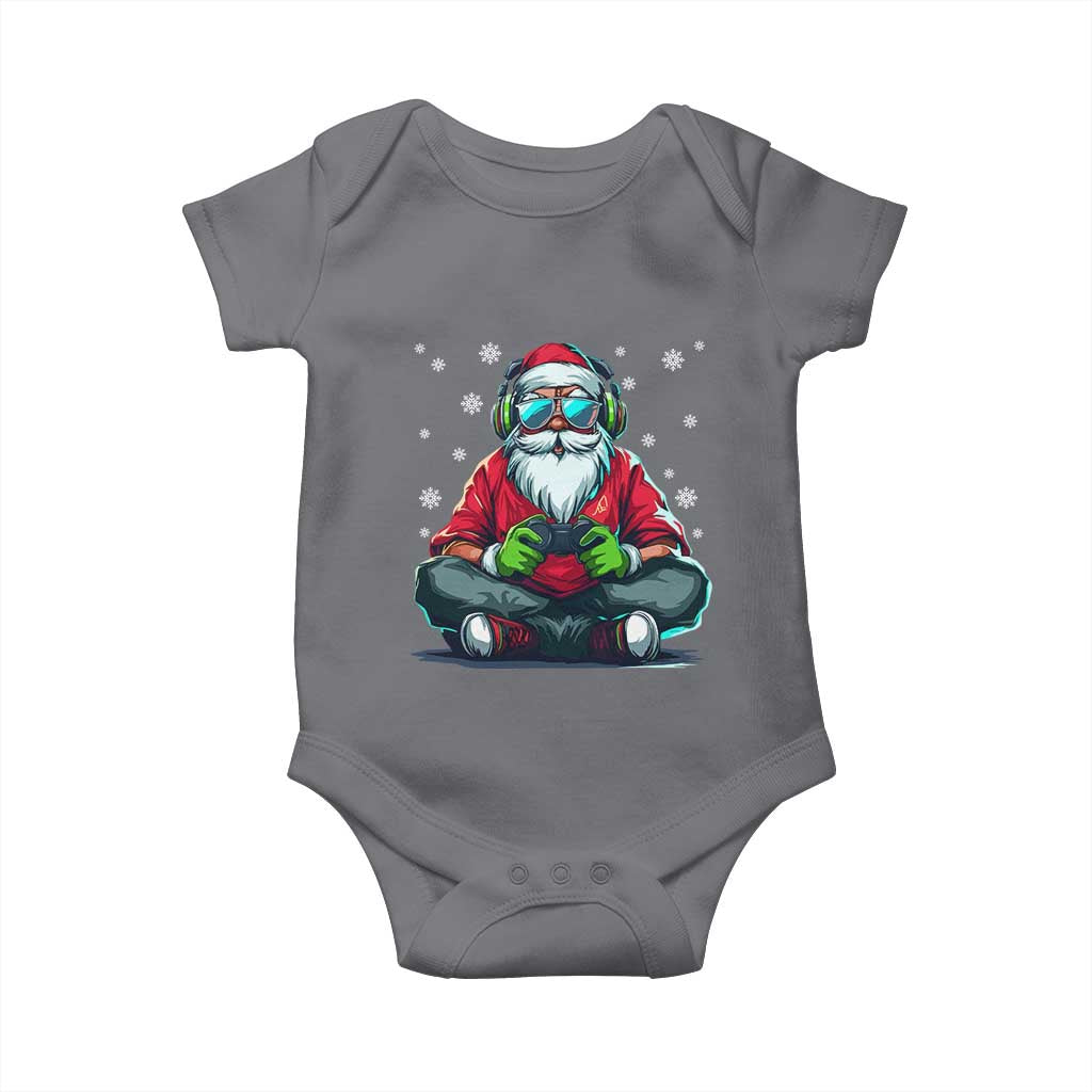 Funny Christmas Gamer Santa Claus Game Controller Baby Onesie TS11 Charcoal Print Your Wear