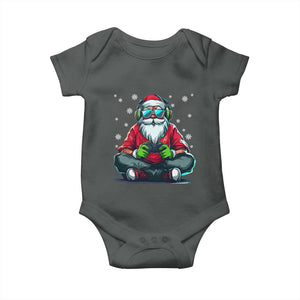 Funny Christmas Gamer Santa Claus Game Controller Baby Onesie TS11 Dark Heather Print Your Wear