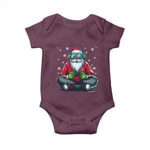 Funny Christmas Gamer Santa Claus Game Controller Baby Onesie TS11 Maroon Print Your Wear