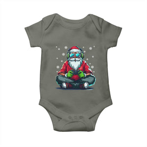 Funny Christmas Gamer Santa Claus Game Controller Baby Onesie TS11 Military Green Print Your Wear