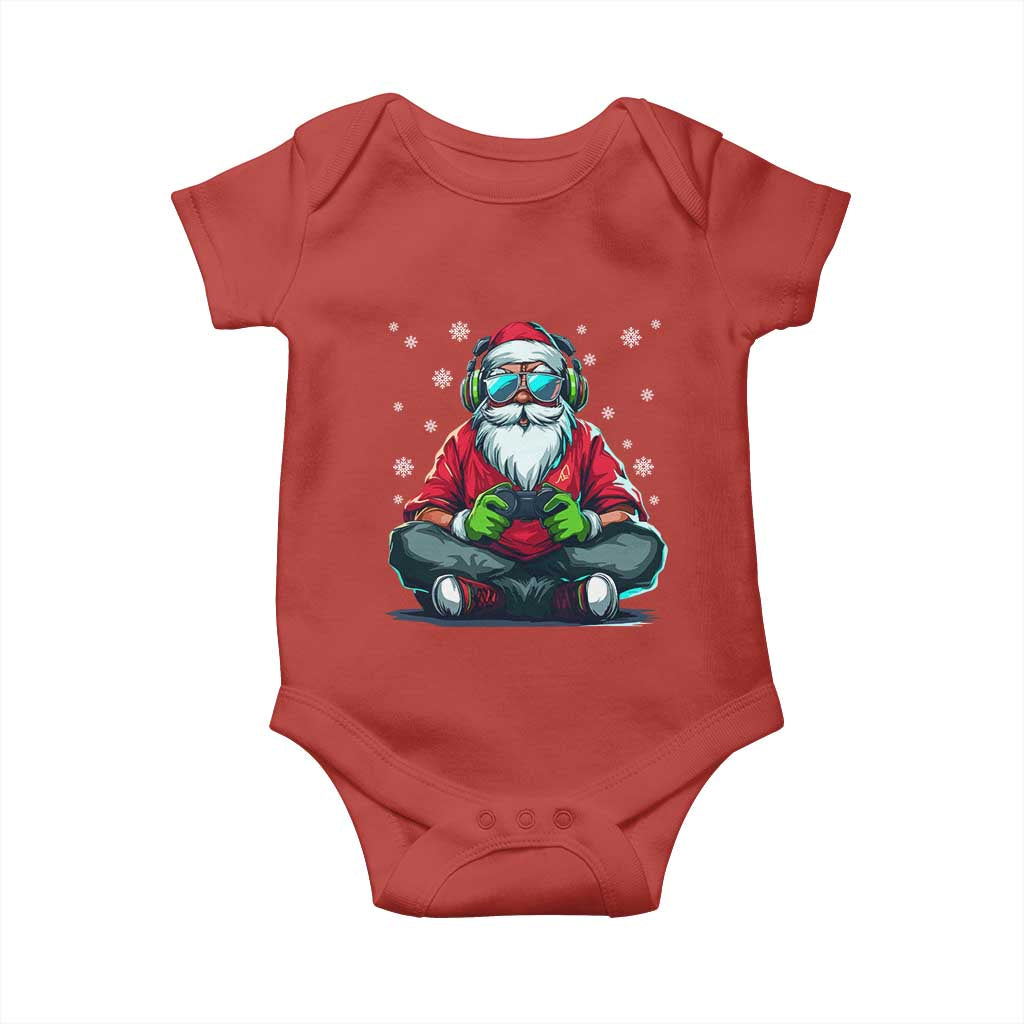 Funny Christmas Gamer Santa Claus Game Controller Baby Onesie TS11 Red Print Your Wear
