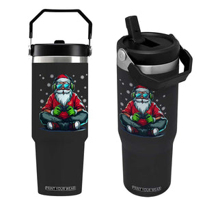 Funny Christmas Gamer Santa Claus Game Controller Flip Straw Tumbler TS11 One Size: 30 oz Black Print Your Wear