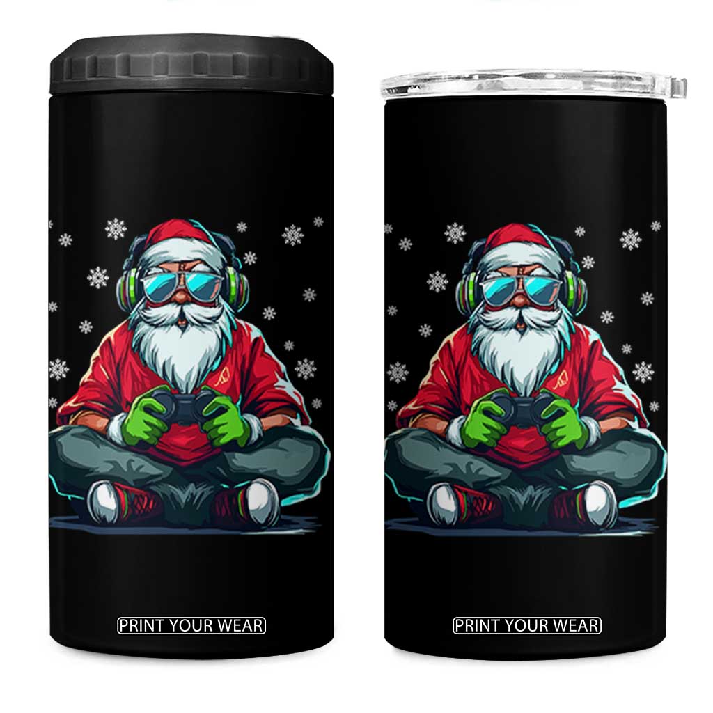 Funny Christmas Gamer Santa Claus Game Controller 4 in 1 Can Cooler Tumbler TS11 One Size: 16 oz Black Print Your Wear