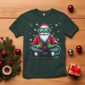 Funny Christmas Gamer Santa Claus Game Controller T Shirt TS11 Dark Forest Green Print Your Wear