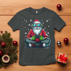 Funny Christmas Gamer Santa Claus Game Controller T Shirt TS11 Dark Heather Print Your Wear