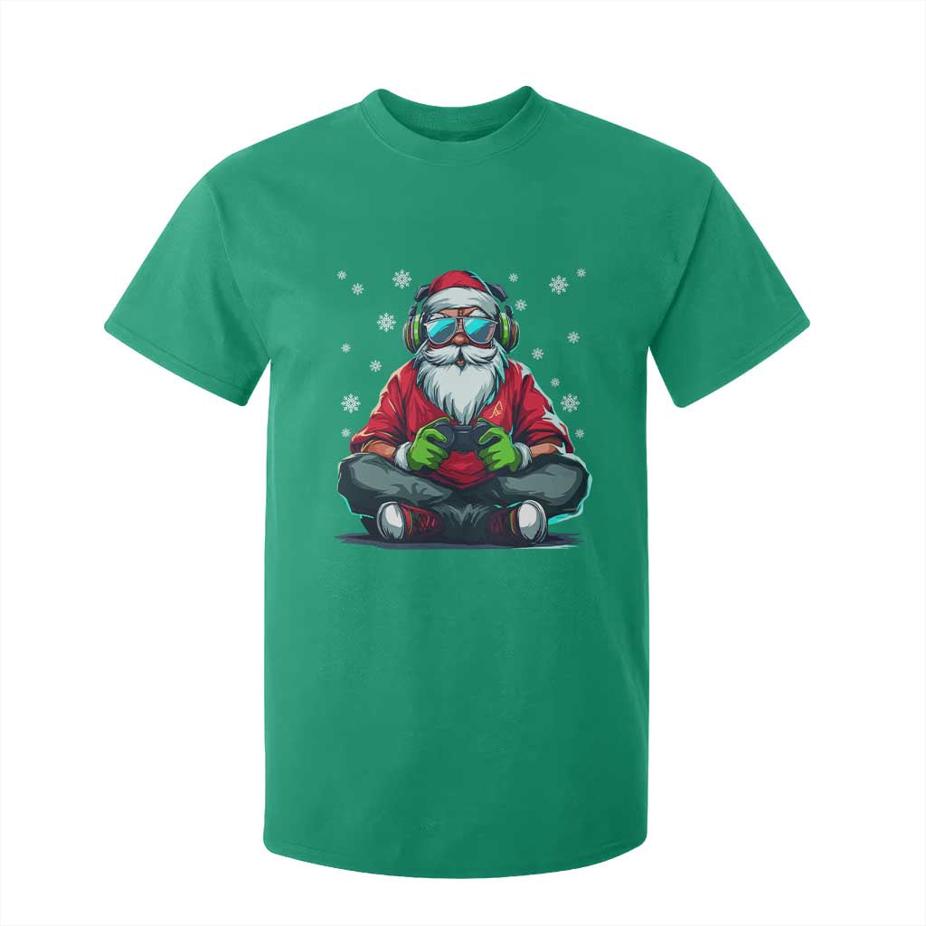 Funny Christmas Gamer Santa Claus Game Controller T Shirt For Kid TS11 Irish Green Print Your Wear