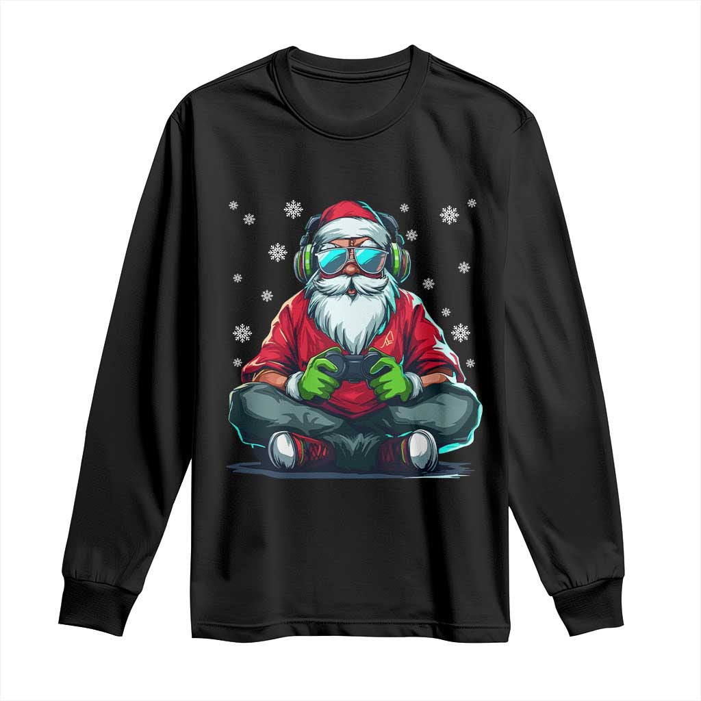 Funny Christmas Gamer Santa Claus Game Controller Long Sleeve Shirt TS11 Black Print Your Wear