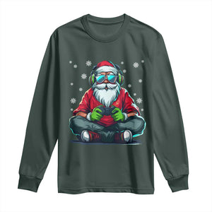 Funny Christmas Gamer Santa Claus Game Controller Long Sleeve Shirt TS11 Dark Forest Green Print Your Wear