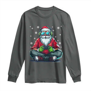 Funny Christmas Gamer Santa Claus Game Controller Long Sleeve Shirt TS11 Dark Heather Print Your Wear